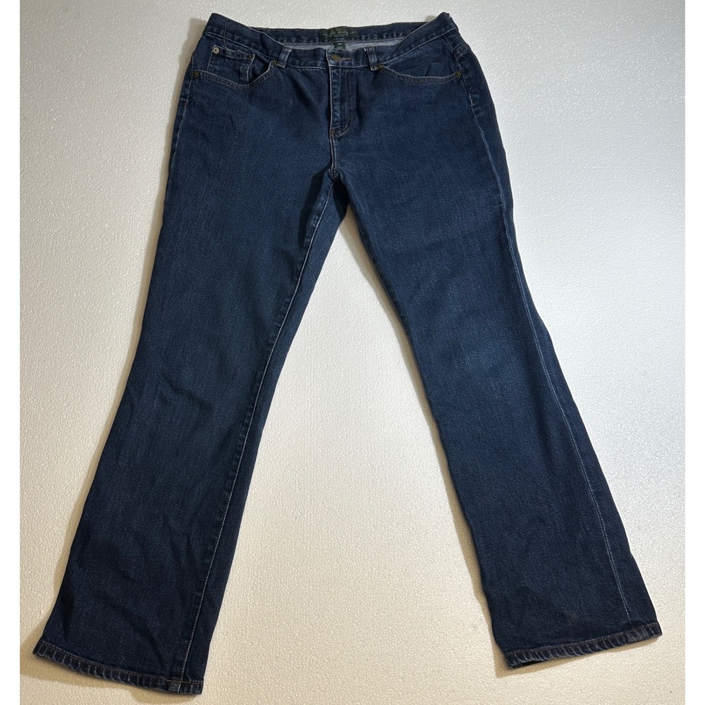 Lauren Ralph Lauren Petite Straight Leg Dark Wash Blue Denim Jeans‎ Size 12P - Picture 2 of 8